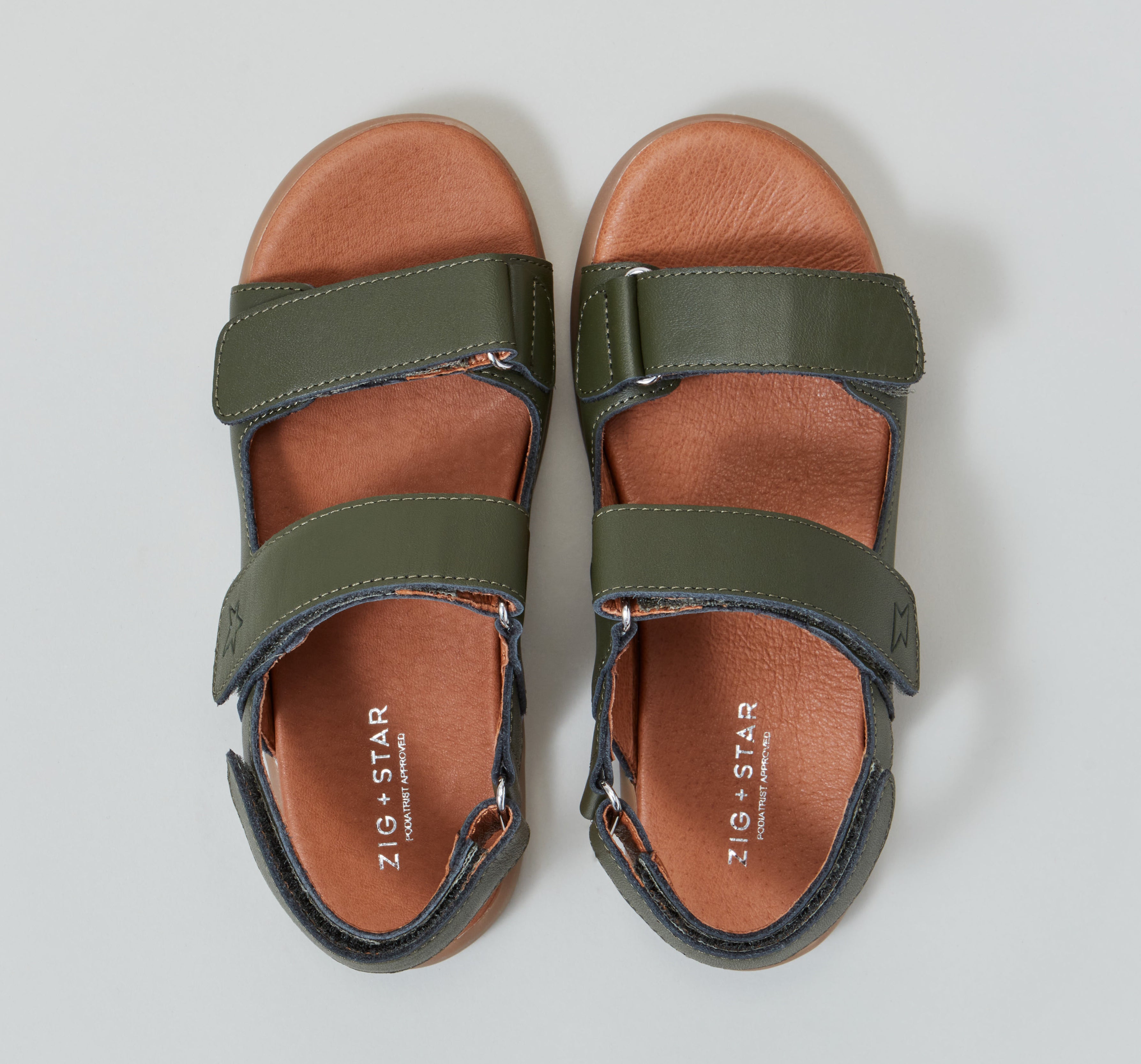 SOLAR strap unisex sandal, Khaki, zig + star