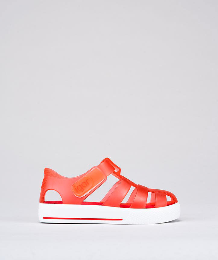 IGOR Star Velcro Jelly Sandals, Red