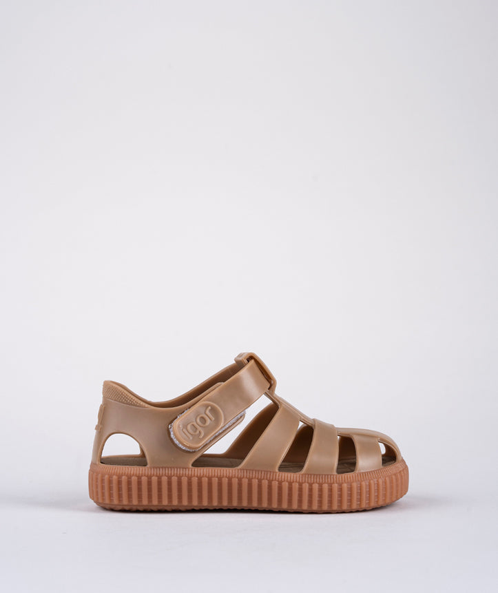 IGOR Nico Velcro Jelly Sandals, Chocolate Caramel