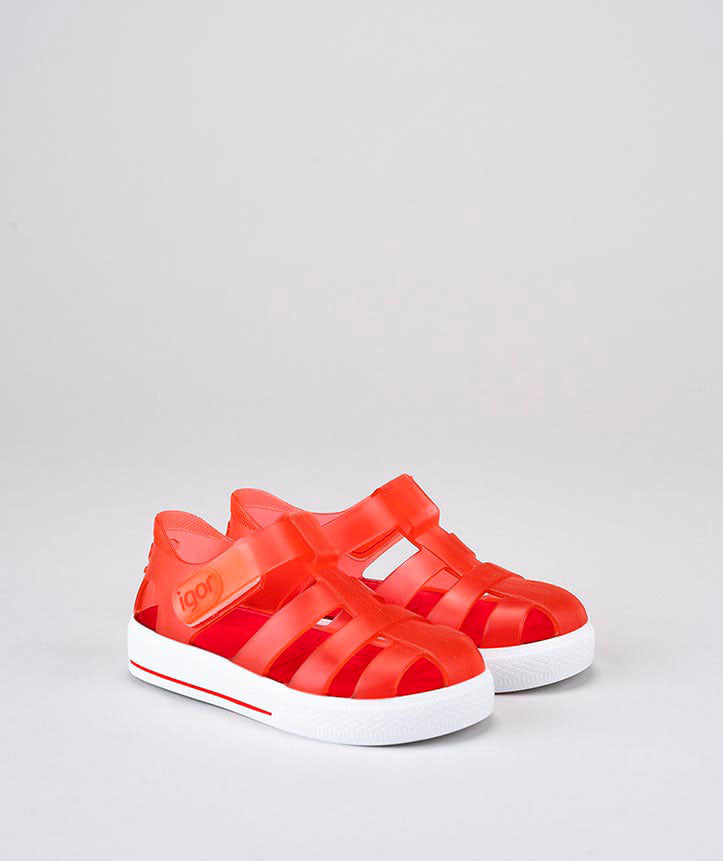 IGOR Star Velcro Jelly Sandals, Red
