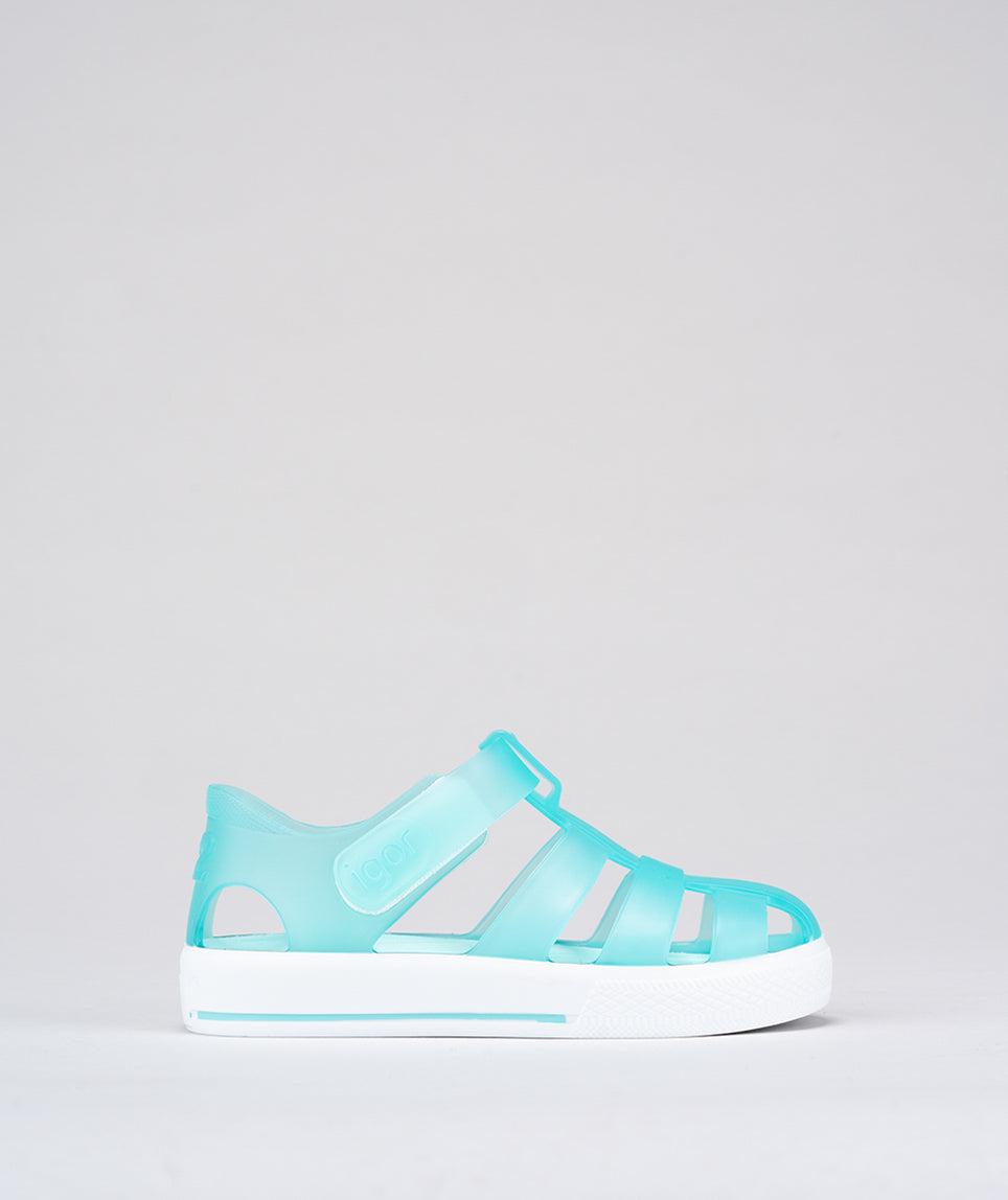 IGOR Star Velcro Jelly Sandals, Aquamarine