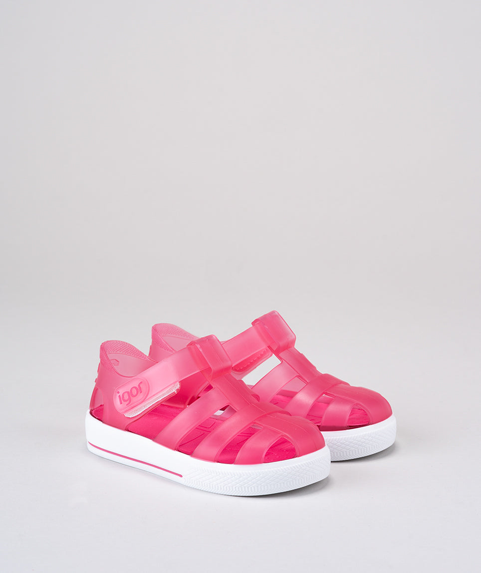 IGOR Star Velcro Jelly Sandals, Pink EU 18