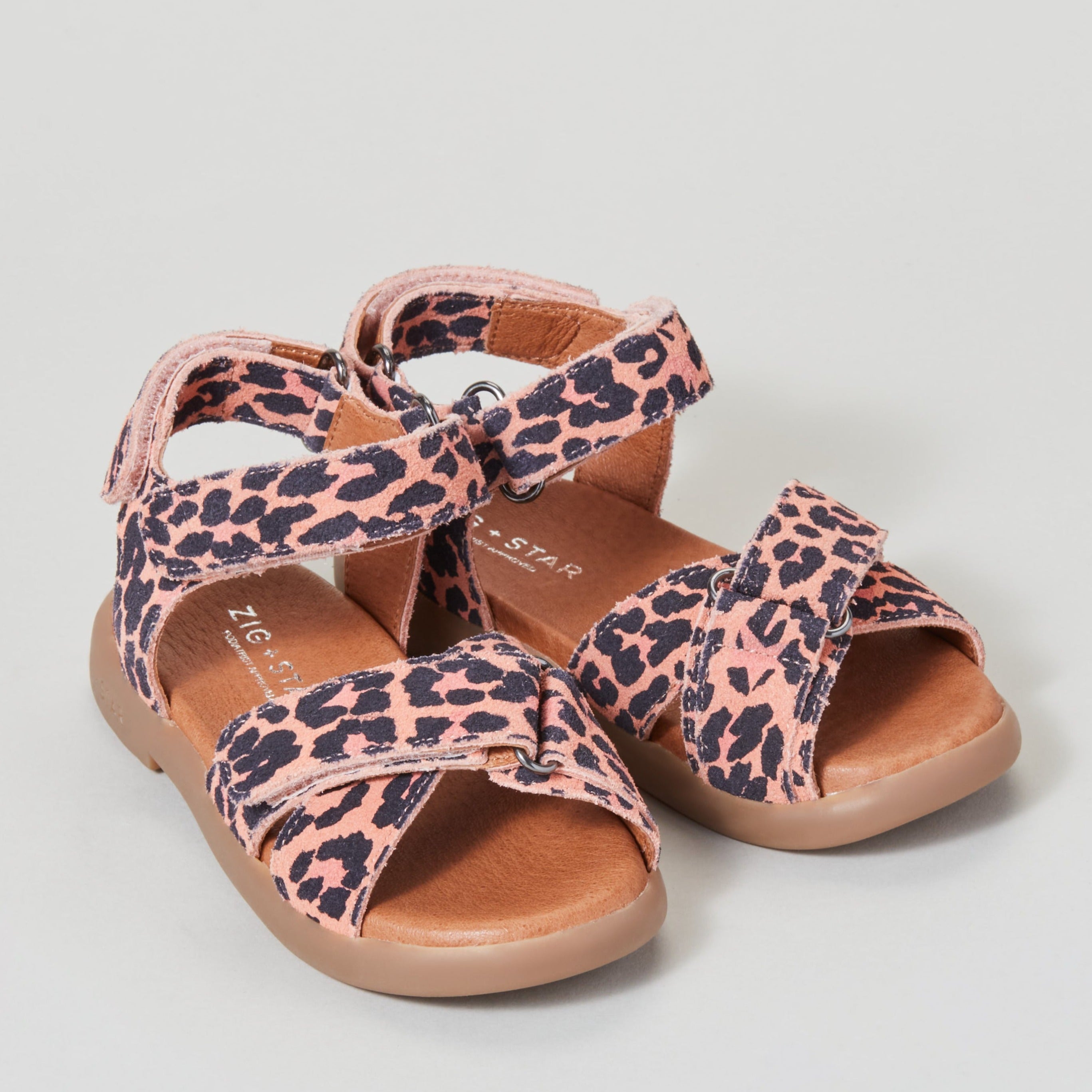 RAE cross strap sandal, pink animal, zig + star