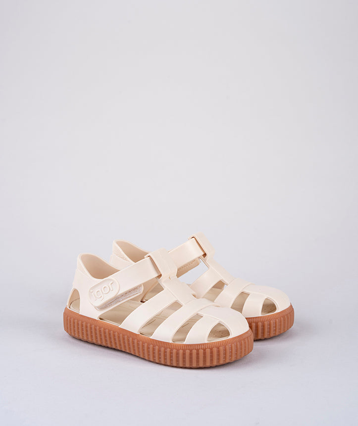 IGOR Nico Velcro Jelly Sandals, Cream Caramel