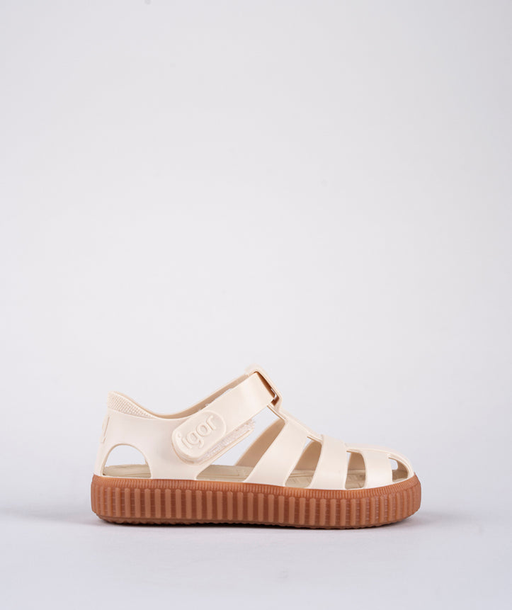 IGOR Nico Velcro Jelly Sandals, Cream Caramel