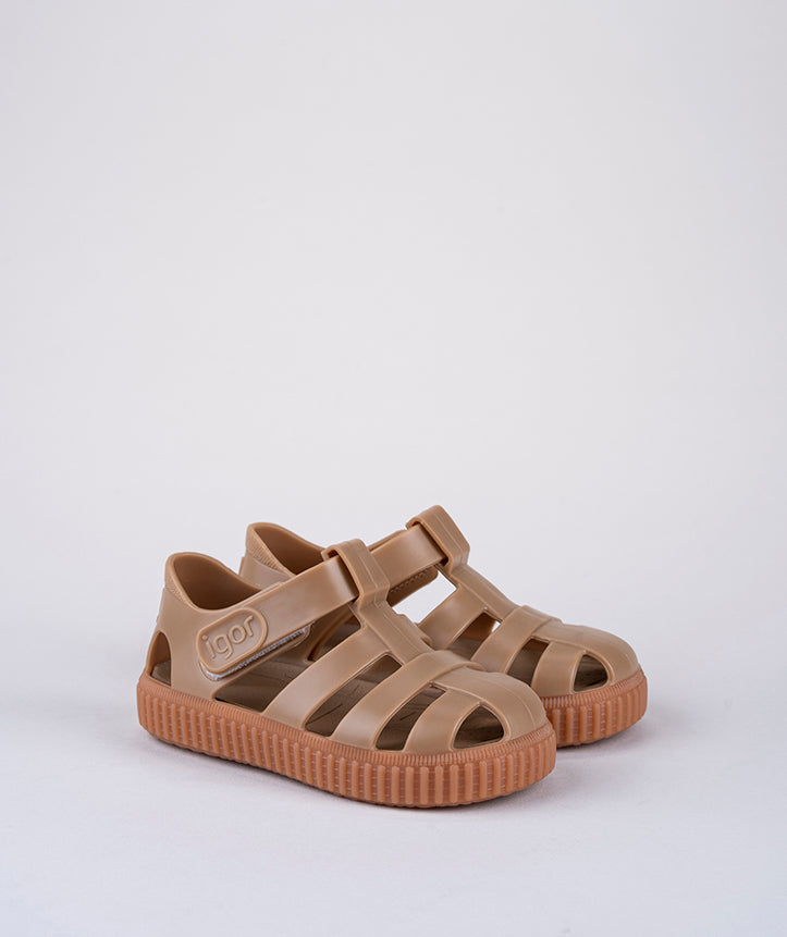 IGOR Nico Velcro Jelly Sandals, Chocolate Caramel