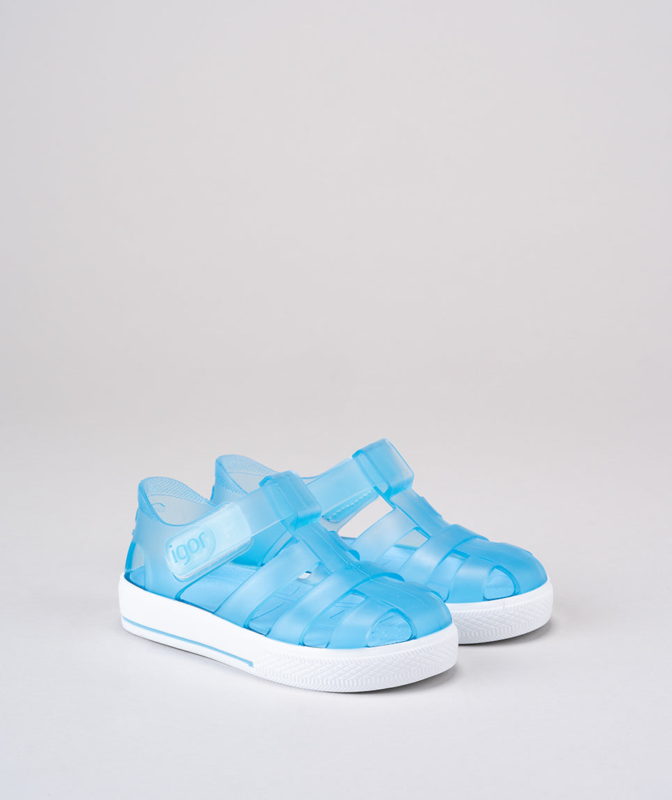 IGOR Star Velcro Jelly Sandals, Light Blue