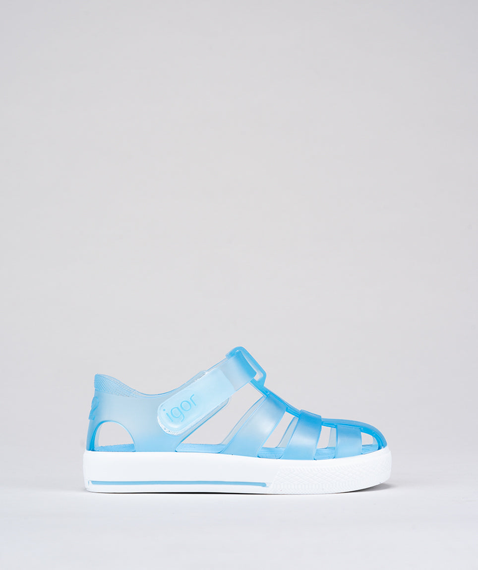 IGOR Star Velcro Jelly Sandals, Light Blue